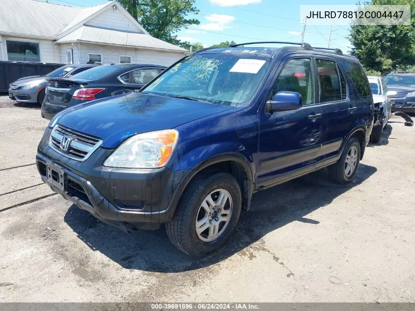 2002 Honda Cr-V Ex VIN: JHLRD78812C004447 Lot: 39691896