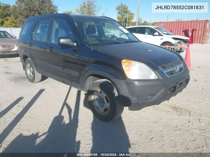 2002 Honda Cr-V Lx VIN: JHLRD78552C081831 Lot: 40689169