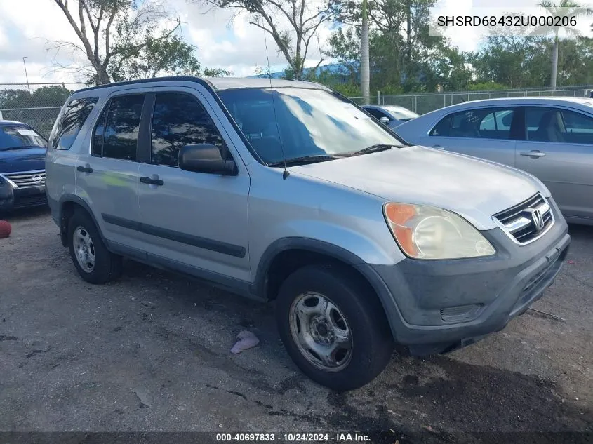 2002 Honda Cr-V Lx VIN: SHSRD68432U000206 Lot: 40697833