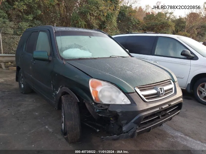 2002 Honda Cr-V Ex VIN: JHLRD788X2C020856 Lot: 40735022