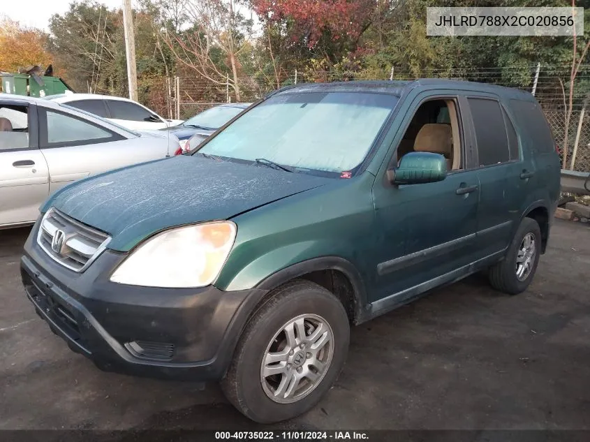 2002 Honda Cr-V Ex VIN: JHLRD788X2C020856 Lot: 40735022