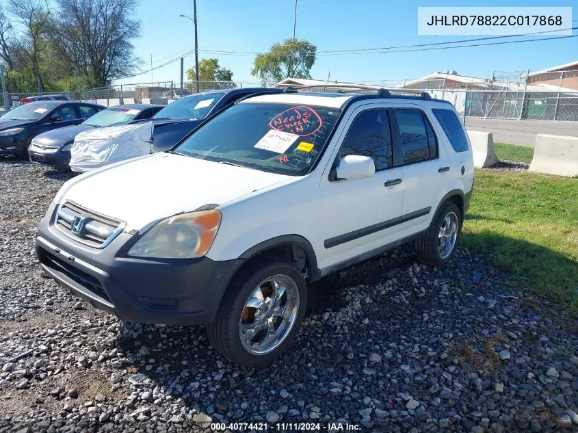 2002 Honda Cr-V Ex VIN: JHLRD78822C017868 Lot: 40774421