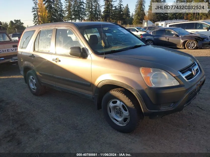 2002 Honda Cr-V Lx VIN: JHLRD77432C032524 Lot: 40788881