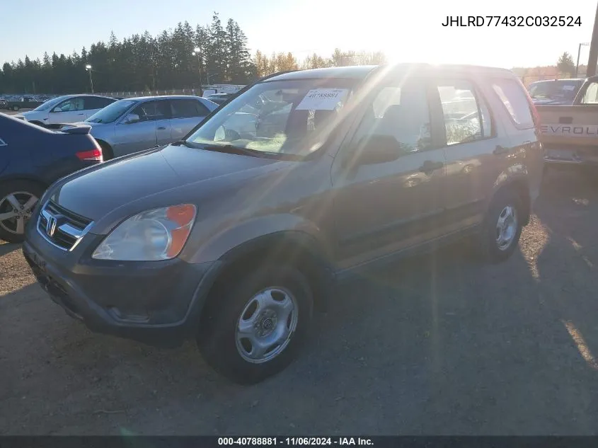 2002 Honda Cr-V Lx VIN: JHLRD77432C032524 Lot: 40788881