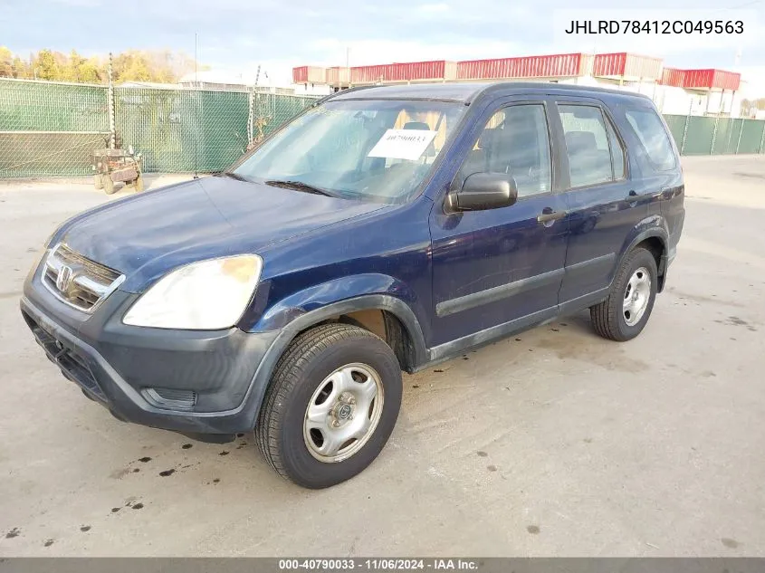 2002 Honda Cr-V Lx VIN: JHLRD78412C049563 Lot: 40790033