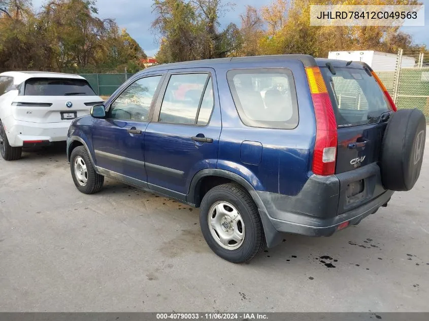 2002 Honda Cr-V Lx VIN: JHLRD78412C049563 Lot: 40790033