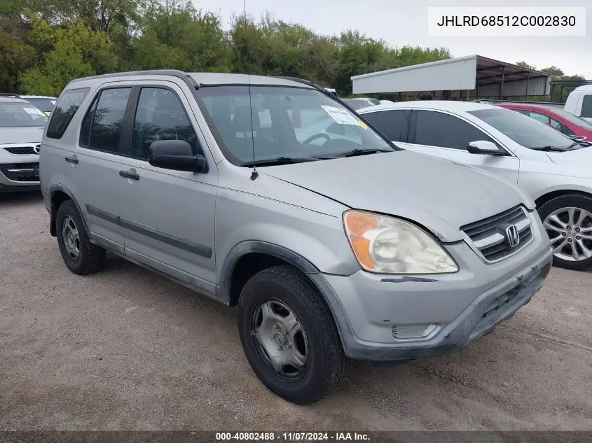 2002 Honda Cr-V Lx VIN: JHLRD68512C002830 Lot: 40802488