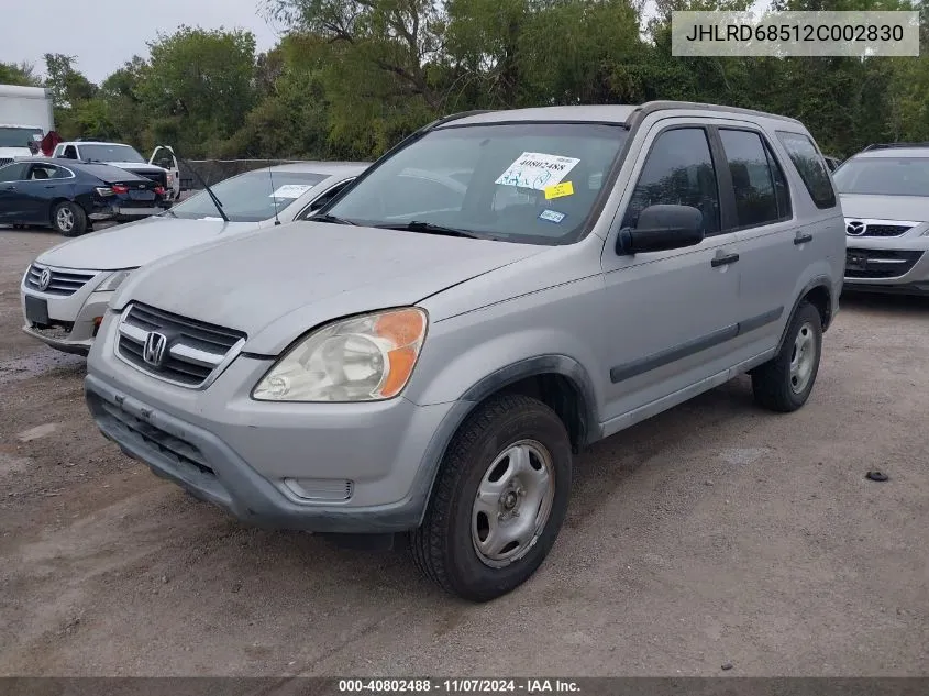 2002 Honda Cr-V Lx VIN: JHLRD68512C002830 Lot: 40802488