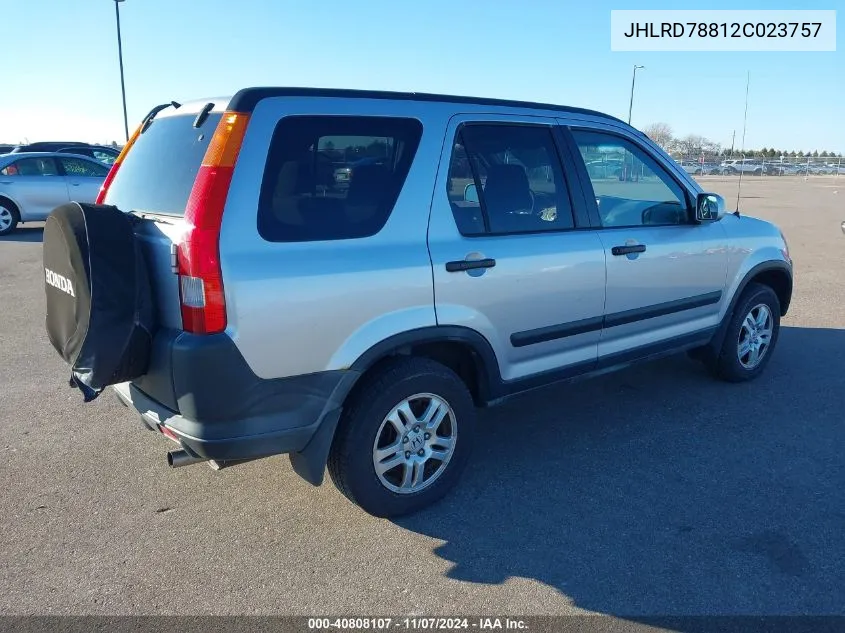 2002 Honda Cr-V Ex VIN: JHLRD78812C023757 Lot: 40808107