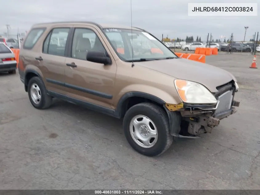 2002 Honda Cr-V Lx VIN: JHLRD68412C003824 Lot: 40831003