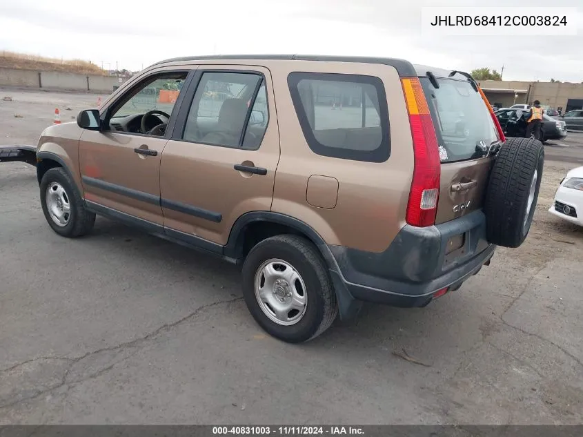 2002 Honda Cr-V Lx VIN: JHLRD68412C003824 Lot: 40831003