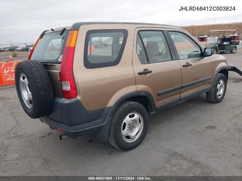 2002 Honda Cr-V Lx VIN: JHLRD68412C003824 Lot: 40831003