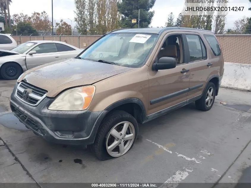 2002 Honda Cr-V Lx VIN: JHLRD685X2C014247 Lot: 40832906