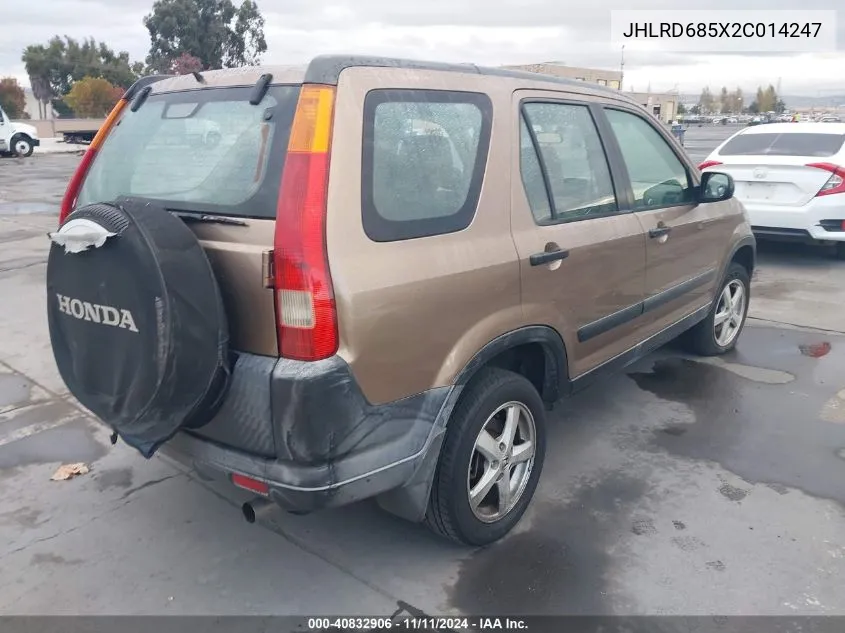 2002 Honda Cr-V Lx VIN: JHLRD685X2C014247 Lot: 40832906