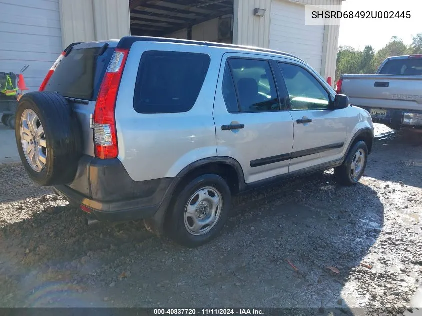 2002 Honda Cr-V Lx VIN: SHSRD68492U002445 Lot: 40837720