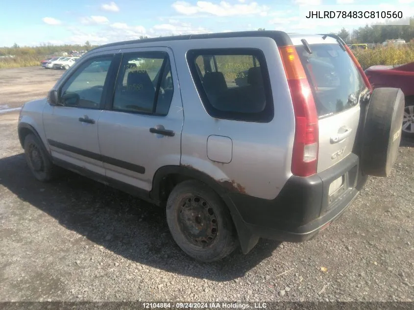 2003 Honda Cr-V Lx VIN: JHLRD78483C810560 Lot: 12104884