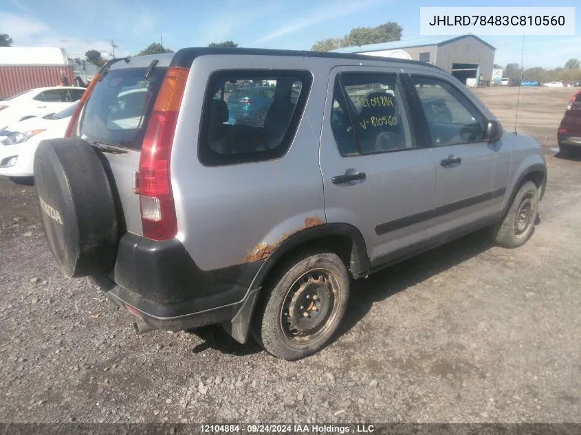 2003 Honda Cr-V Lx VIN: JHLRD78483C810560 Lot: 12104884