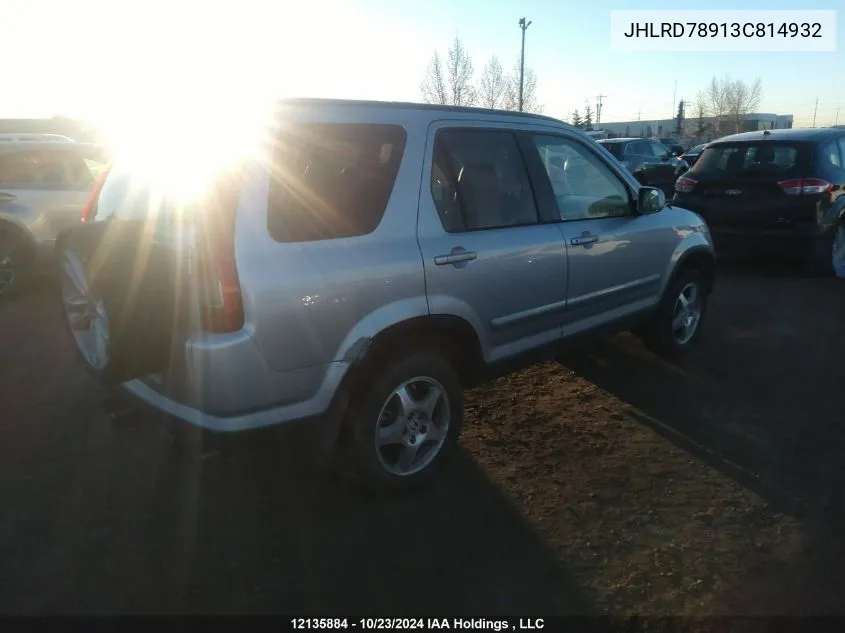 2003 Honda Cr-V VIN: JHLRD78913C814932 Lot: 12135884