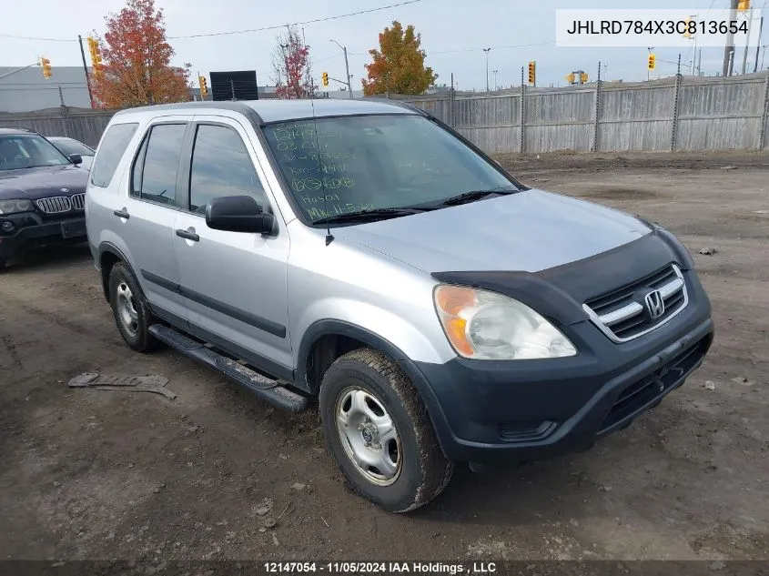 2003 Honda Cr-V VIN: JHLRD784X3C813654 Lot: 12147054