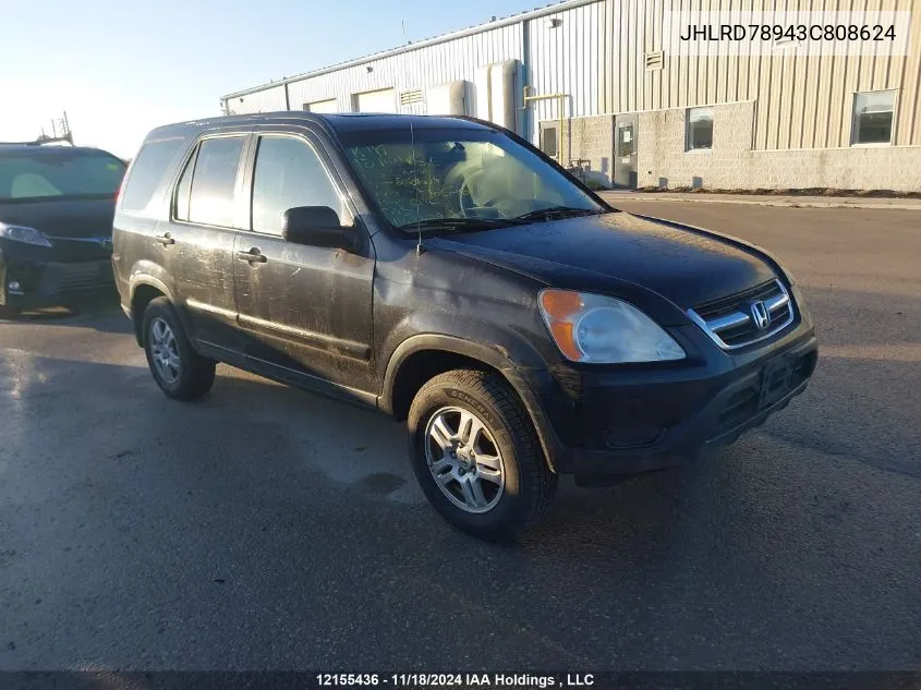 2003 Honda Cr-V VIN: JHLRD78943C808624 Lot: 12155436