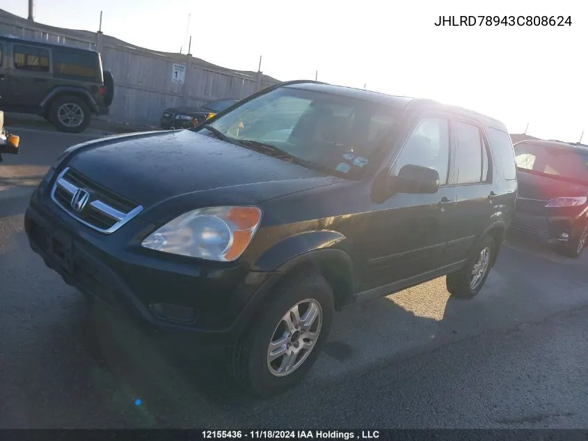 2003 Honda Cr-V VIN: JHLRD78943C808624 Lot: 12155436