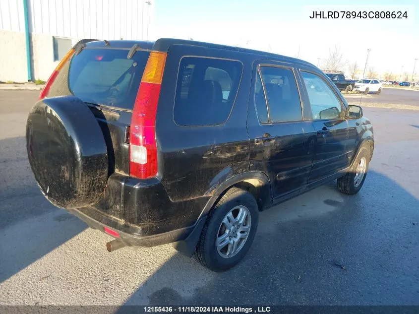 2003 Honda Cr-V VIN: JHLRD78943C808624 Lot: 12155436