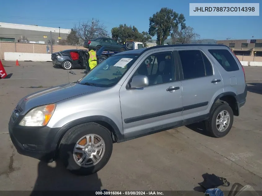 2003 Honda Cr-V Ex VIN: JHLRD78873C014398 Lot: 38916064