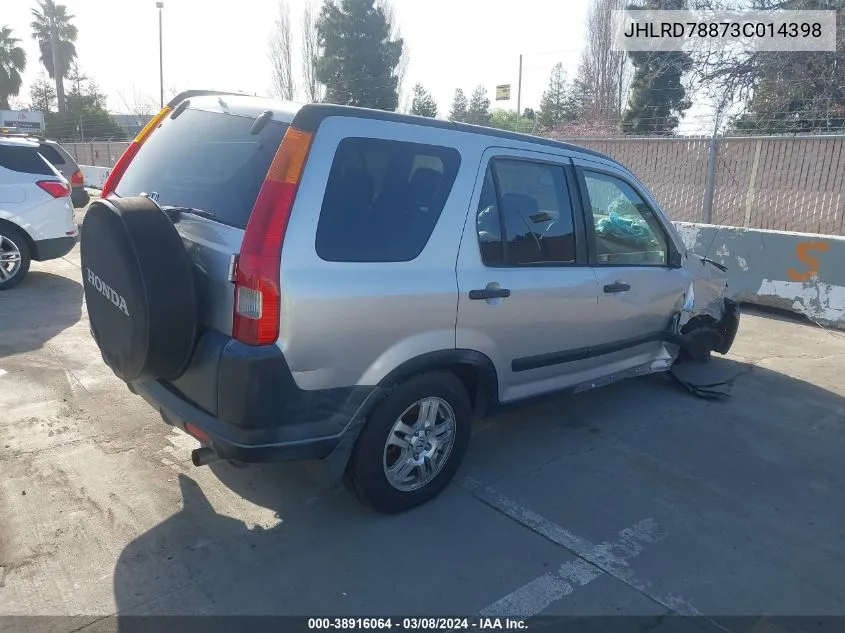 2003 Honda Cr-V Ex VIN: JHLRD78873C014398 Lot: 38916064