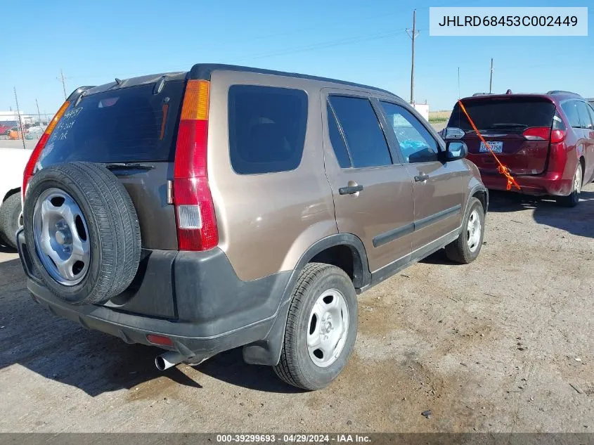 2003 Honda Cr-V Lx VIN: JHLRD68453C002449 Lot: 39299693