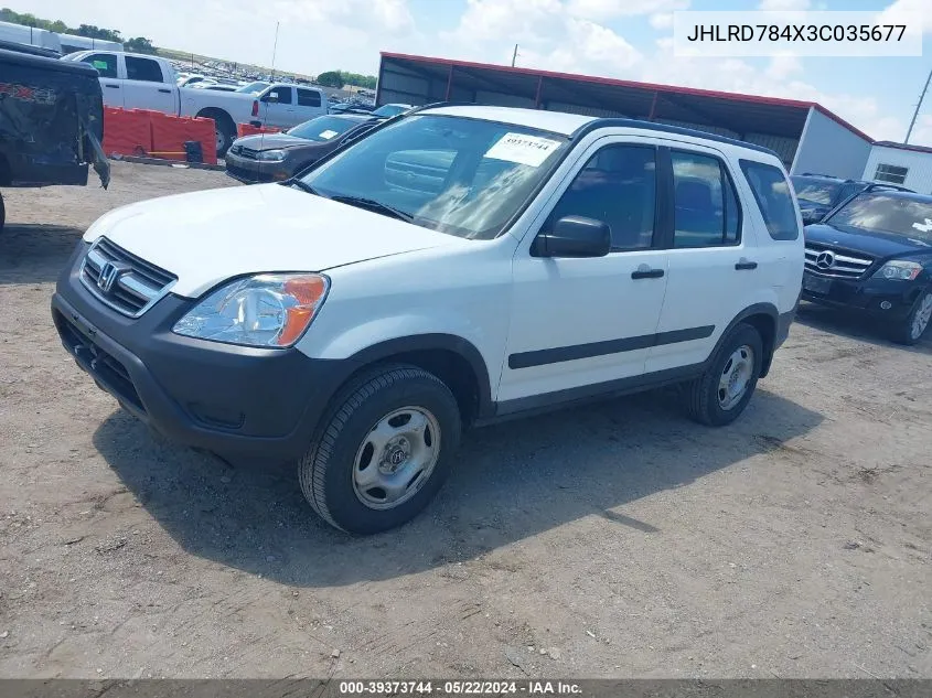 2003 Honda Cr-V Lx VIN: JHLRD784X3C035677 Lot: 39373744