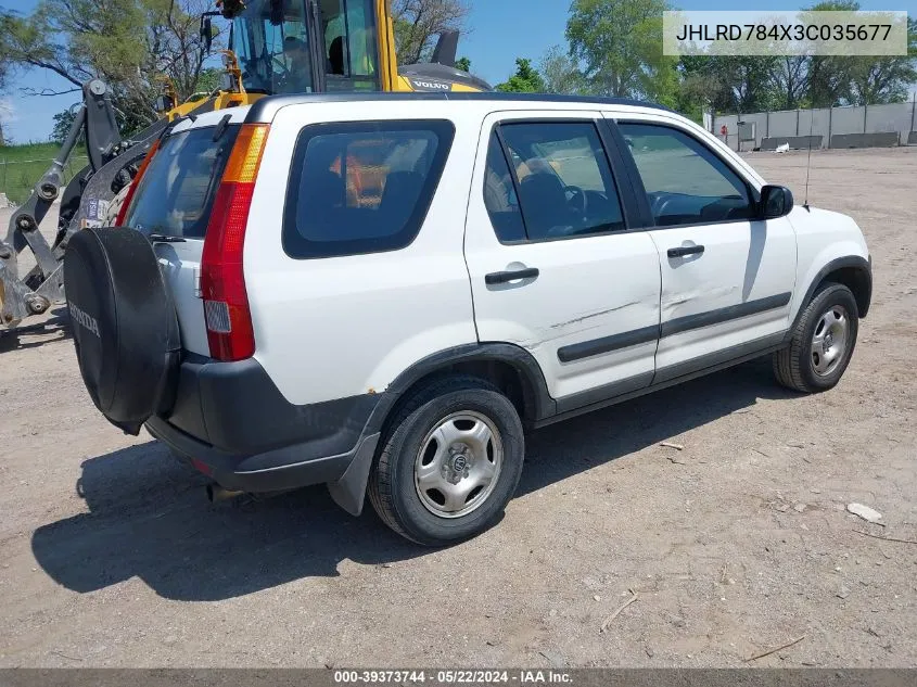 2003 Honda Cr-V Lx VIN: JHLRD784X3C035677 Lot: 39373744