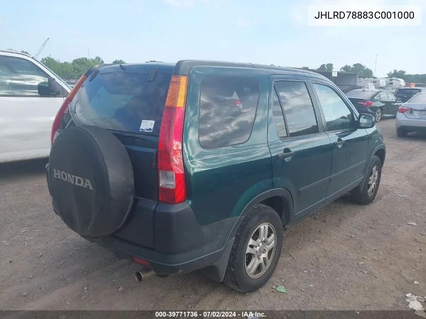 2003 Honda Cr-V Ex VIN: JHLRD78883C001000 Lot: 39771736