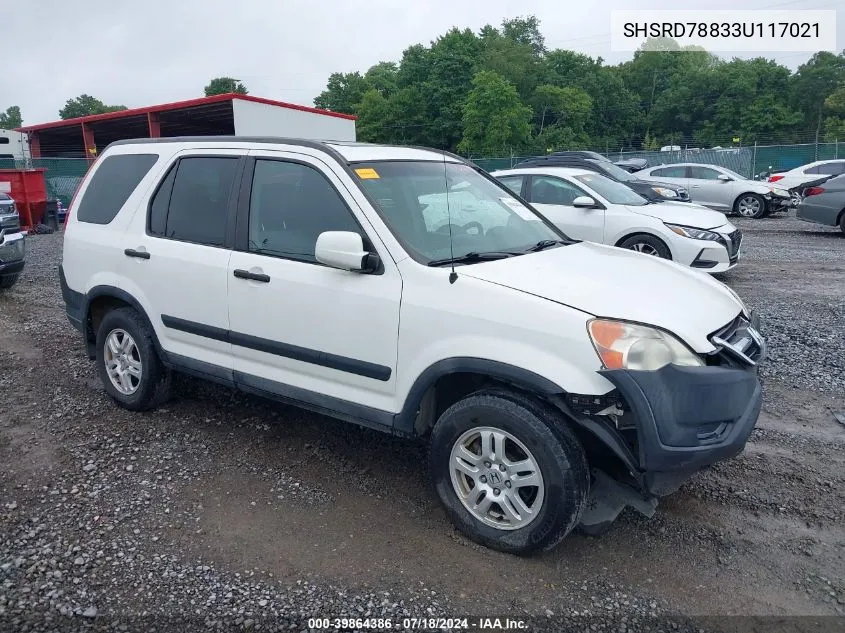 2003 Honda Cr-V Ex VIN: SHSRD78833U117021 Lot: 39864386