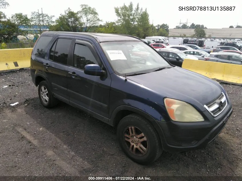 2003 Honda Cr-V Ex VIN: SHSRD78813U135887 Lot: 39911406