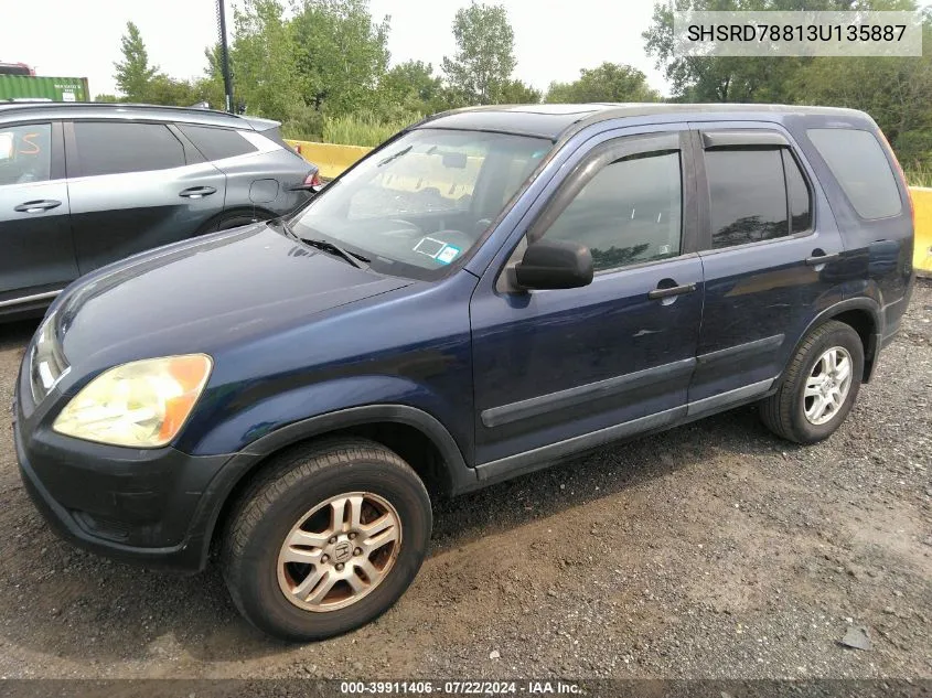 2003 Honda Cr-V Ex VIN: SHSRD78813U135887 Lot: 39911406