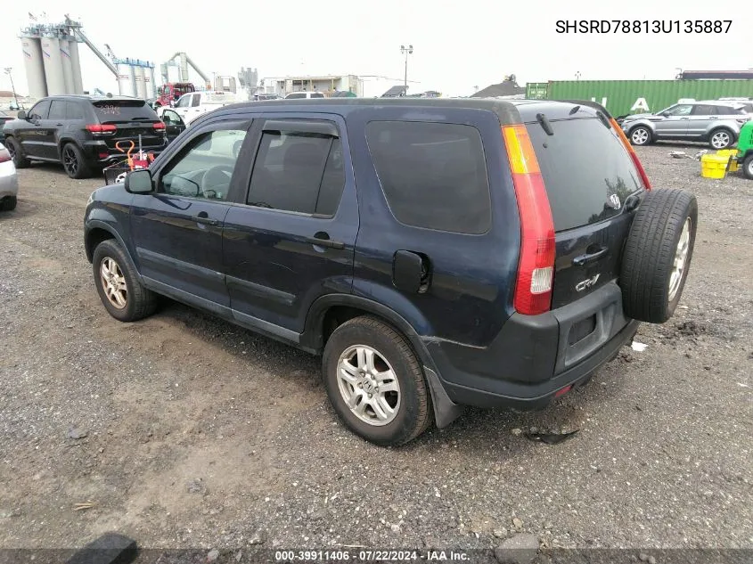 2003 Honda Cr-V Ex VIN: SHSRD78813U135887 Lot: 39911406