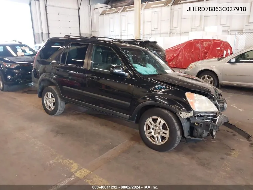 2003 Honda Cr-V Ex VIN: JHLRD78863C027918 Lot: 40011292