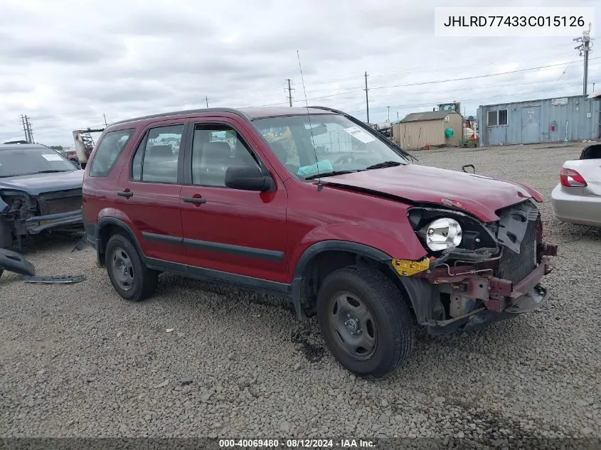 2003 Honda Cr-V Lx VIN: JHLRD77433C015126 Lot: 40069480