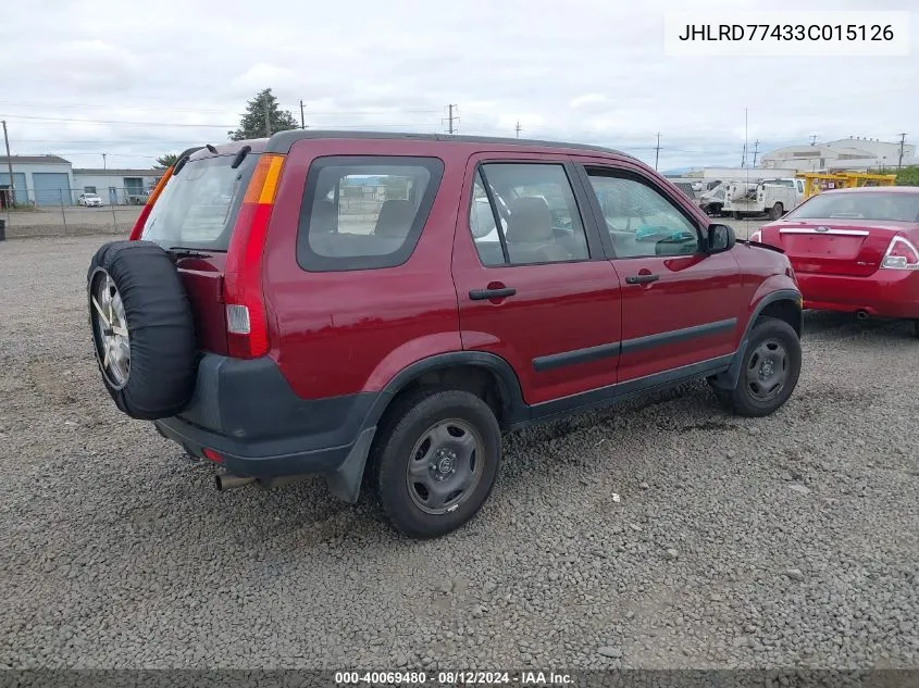 2003 Honda Cr-V Lx VIN: JHLRD77433C015126 Lot: 40069480