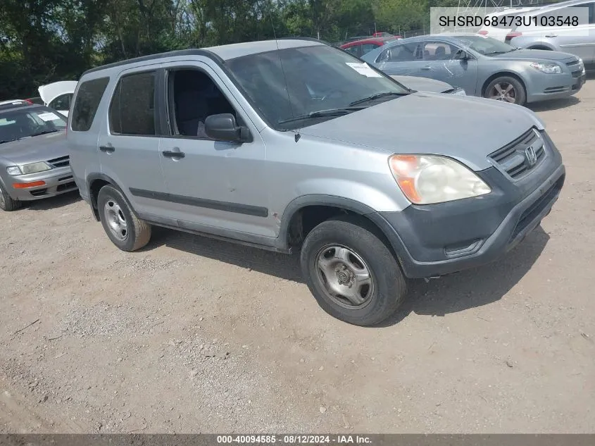 2003 Honda Cr-V Lx VIN: SHSRD68473U103548 Lot: 40094585