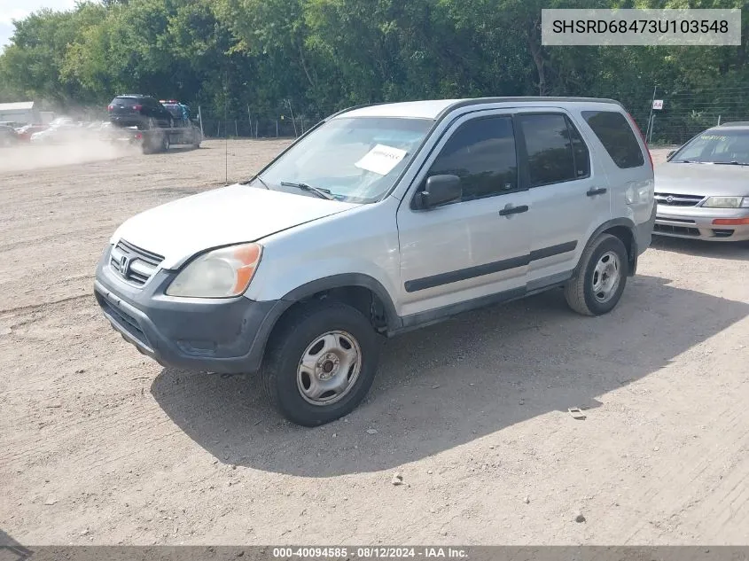 2003 Honda Cr-V Lx VIN: SHSRD68473U103548 Lot: 40094585