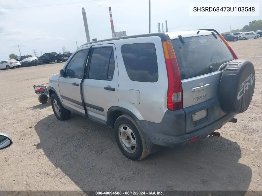 2003 Honda Cr-V Lx VIN: SHSRD68473U103548 Lot: 40094585