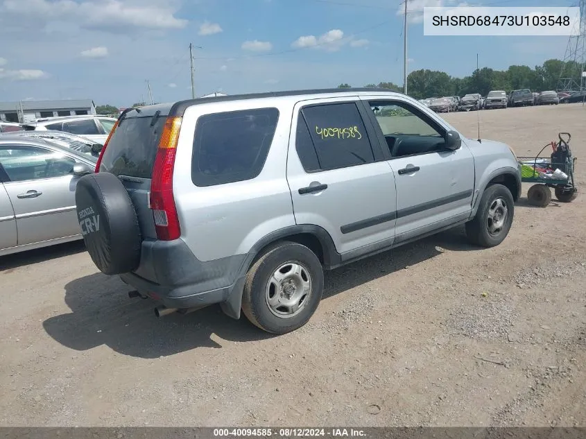 2003 Honda Cr-V Lx VIN: SHSRD68473U103548 Lot: 40094585