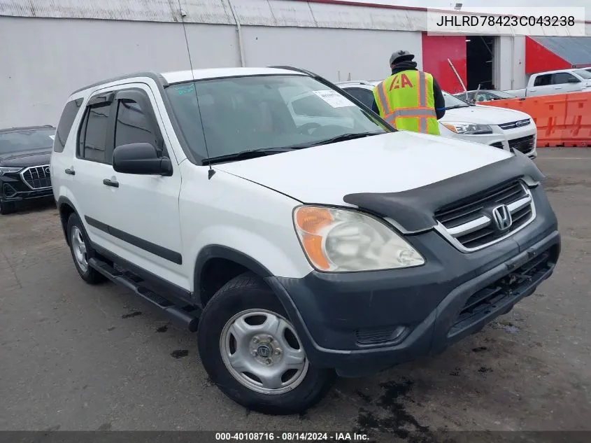 2003 Honda Cr-V Lx VIN: JHLRD78423C043238 Lot: 40108716