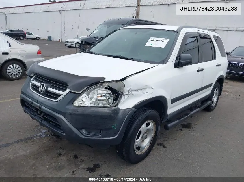 2003 Honda Cr-V Lx VIN: JHLRD78423C043238 Lot: 40108716