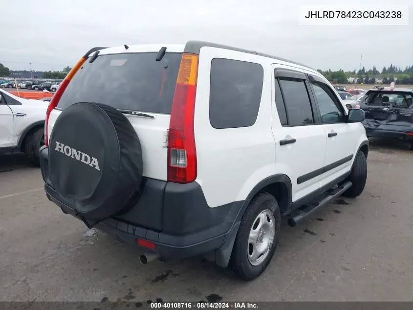 2003 Honda Cr-V Lx VIN: JHLRD78423C043238 Lot: 40108716