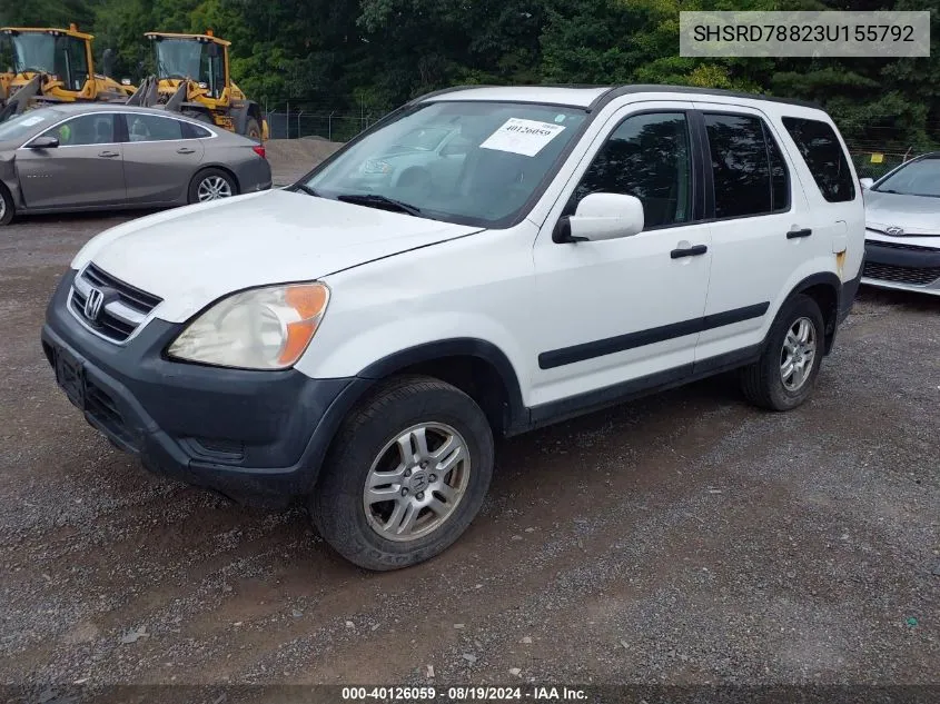 2003 Honda Cr-V Ex VIN: SHSRD78823U155792 Lot: 40126059