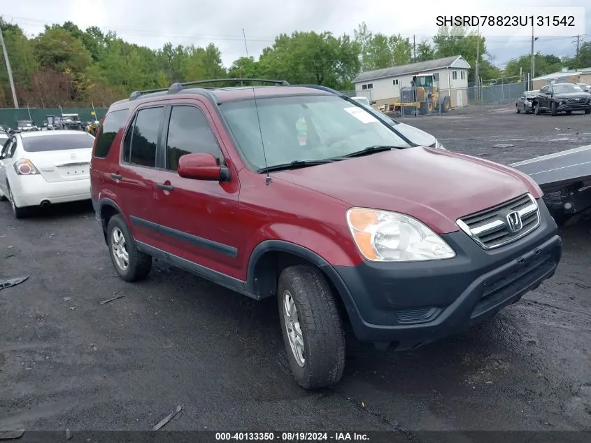 2003 Honda Cr-V Ex VIN: SHSRD78823U131542 Lot: 40133350