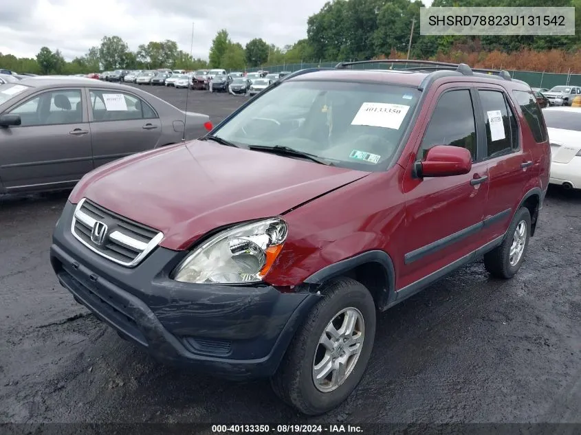 2003 Honda Cr-V Ex VIN: SHSRD78823U131542 Lot: 40133350