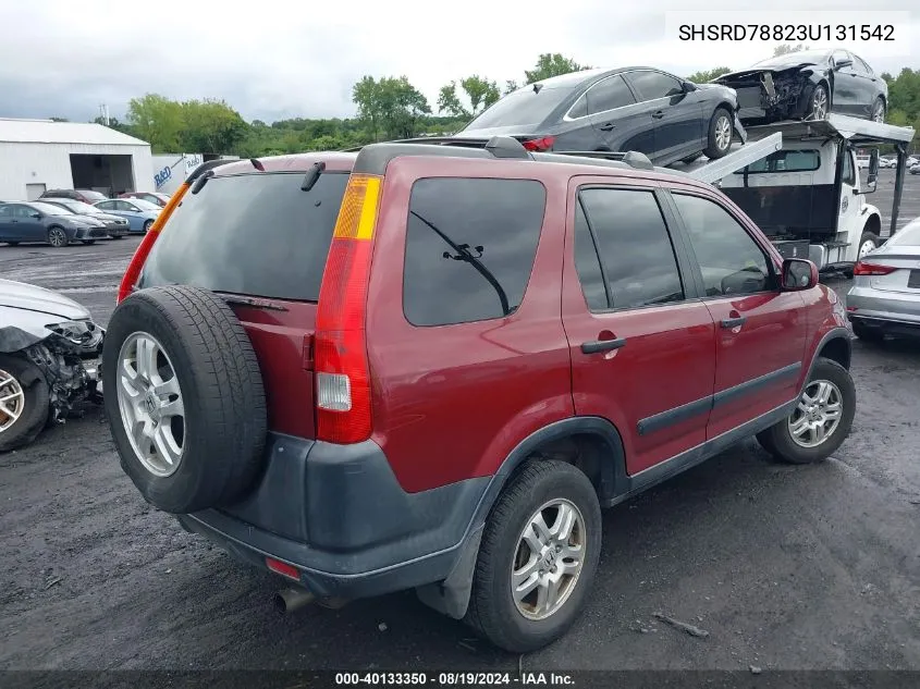 2003 Honda Cr-V Ex VIN: SHSRD78823U131542 Lot: 40133350